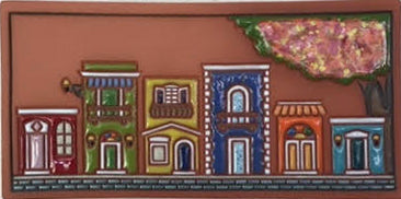Calle del Viejo San Juan con flamboyan por Vilma Julia